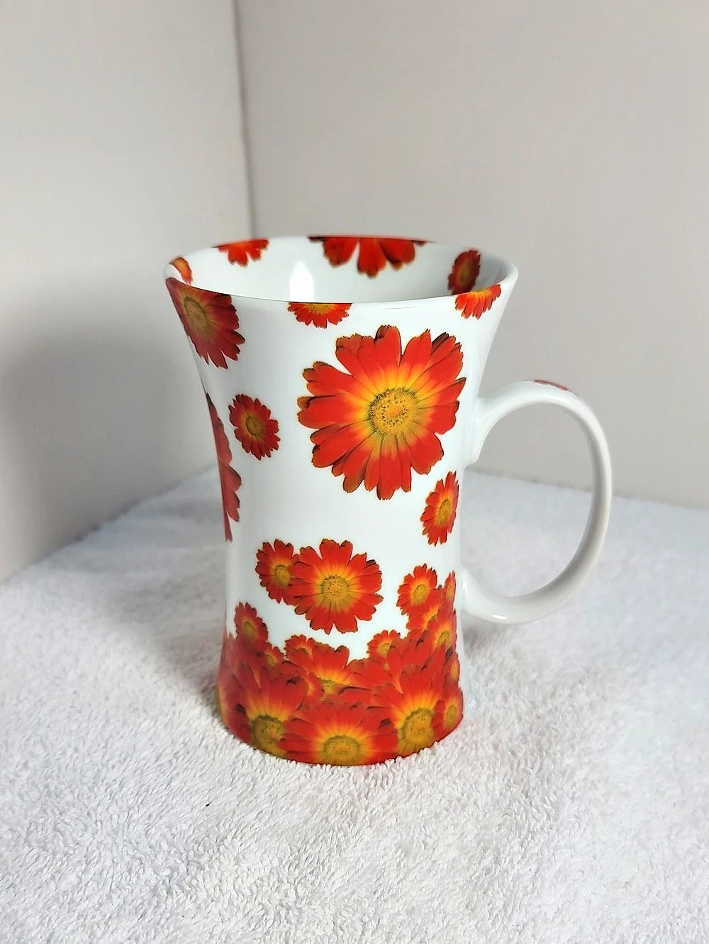 Könitz Floral Ceramic Cup With Orange Daisy's EUC